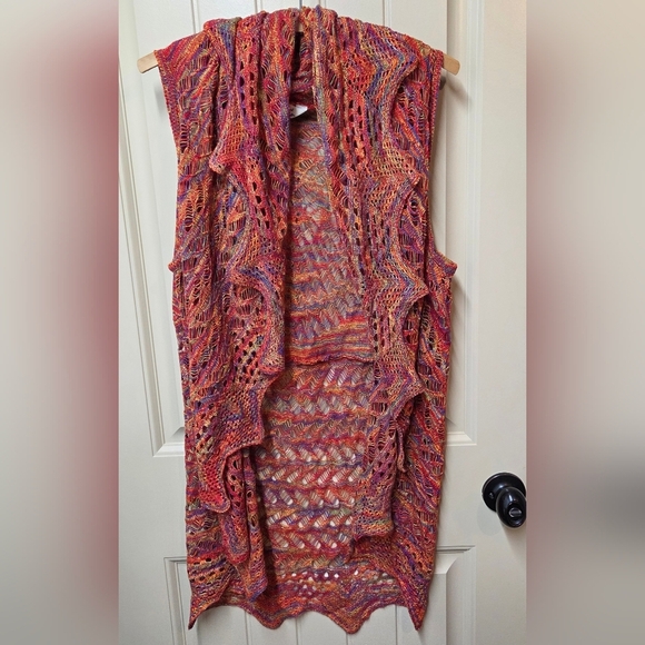 krazy kat Tops - Krazy Kat Women's Medium Open Front Cardigan Sleeveless Irregular Hem Boho